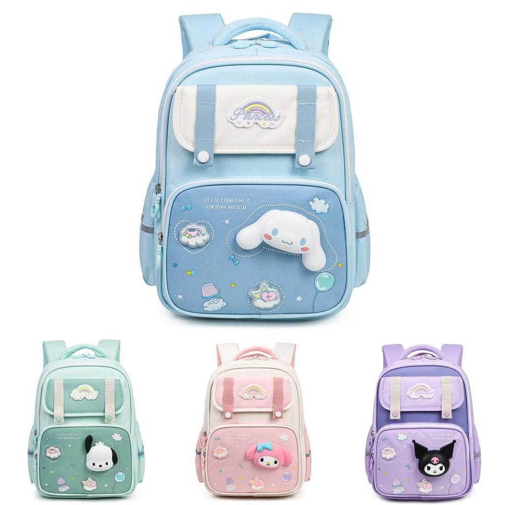 Sanrio Cinnamoroll Dětský batoh pro dívky na základní škole z lehkého oxfordského materiálu s kresleným designem pro školní použití