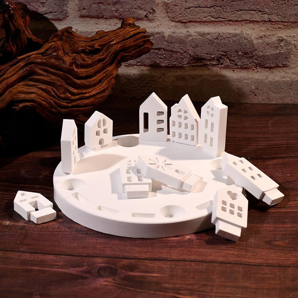 Gypsum Candlestick Silicone Mold Candle Base Mould Hollow Out House Candle Holder Mold Ornaments Home Decorations Mould