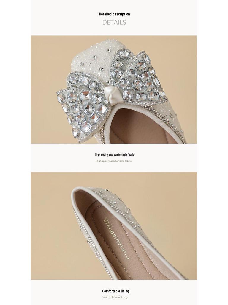 Weiwei Girl 5933-8 Rhinestone Pointed Toe Flats Low-Cut Slip-On Moccasins 2023