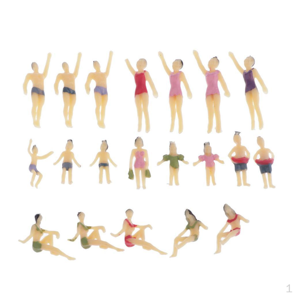 20-Pack 0.8 inch Miniature Beach Swimsuits People Figures Model Train Diorama Scenics Building Kit,