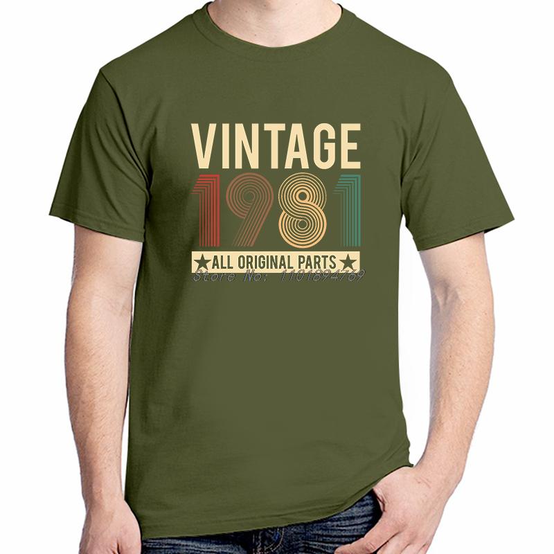 Vintage 1981 Original Parts Funny Birthday Fashion Graphic T Shirts Cotton Short Sleeve Tshirts High Quality Unisexs Clothes