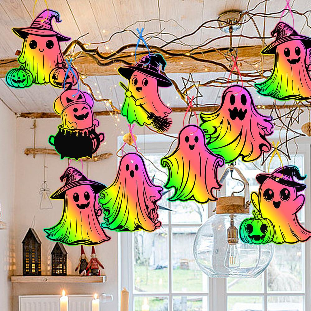 Ghost Colorful Themed Diy Scratch Card Halloween Party Props Decorations
