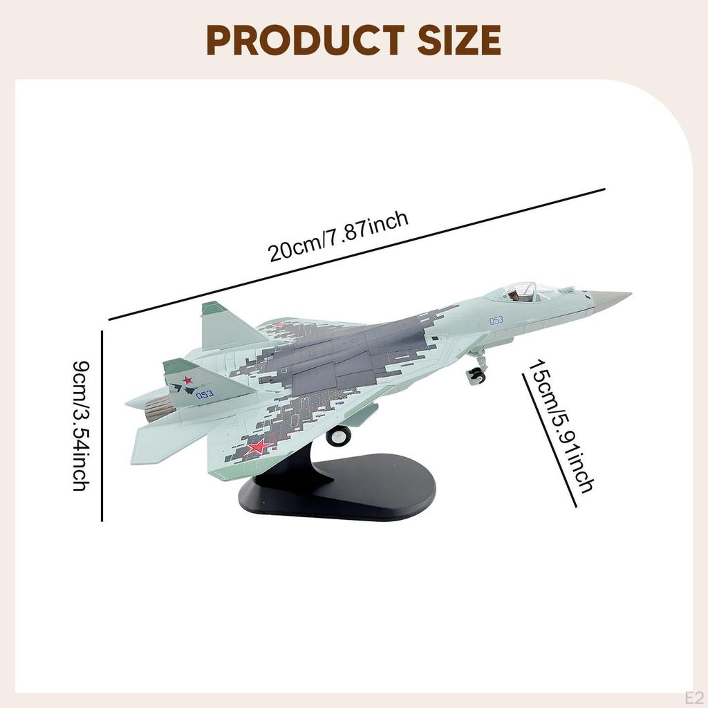 1:100 Scale SU-57 Airplane Model with Display Base Collectible Souvenir Stimulated Fighter for