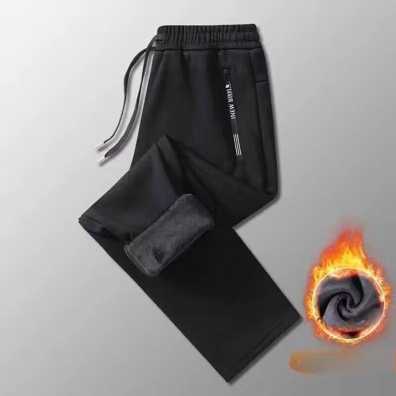 

Autumn Winter Fleece Lined Thickened Work-Appropriate Sports Casual Pants for Men Plus Size M