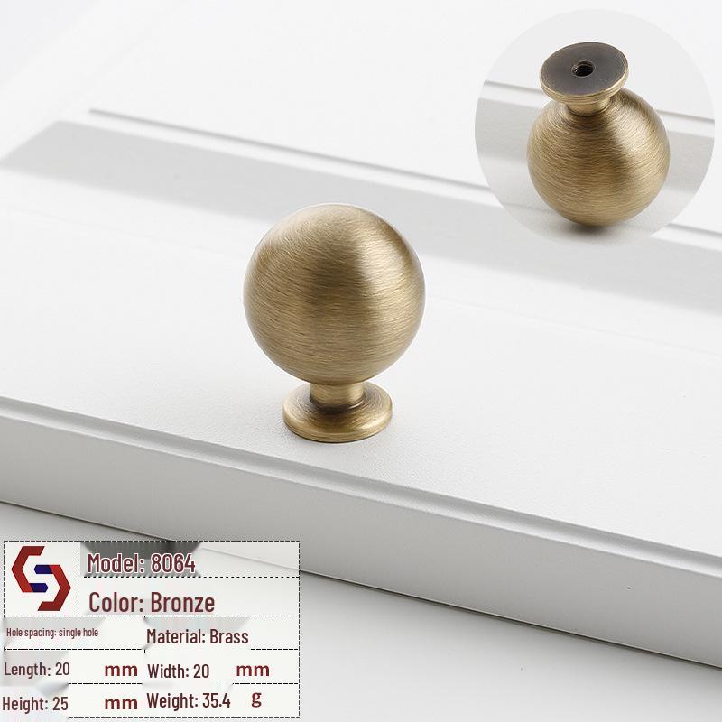 Vintage Brass Handle for Wardrobes, Cabinets, Drawers, and French Doors - Single Hole Light Luxury Style Furniture Hardware