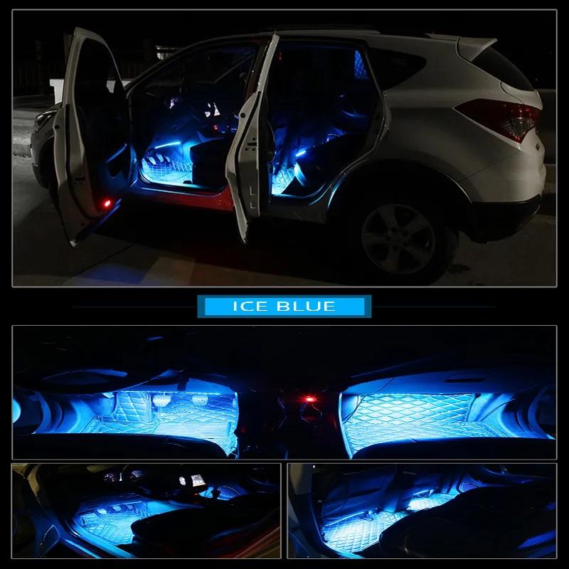 LED Car Foot Light Ambient Lamp With USB Wireless Remote Music Control Multiple Modes Automotive Interior Decorative Lights