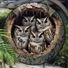 Retro Owl Family Tree Hole Wooden Sign - Rustic Decorative Plaque for Home & Office Decor - Ideal Window Hanging Ornament - Perfect for Room Decor