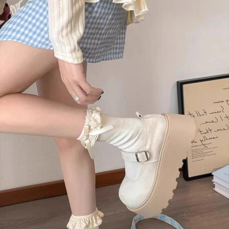 Fashion Ladies Shoes 2025 Fashion Buckle Strap Women's High Heels Shallow Solid Wedges Shoes Women New Round Toe Platform Heels Zapatos