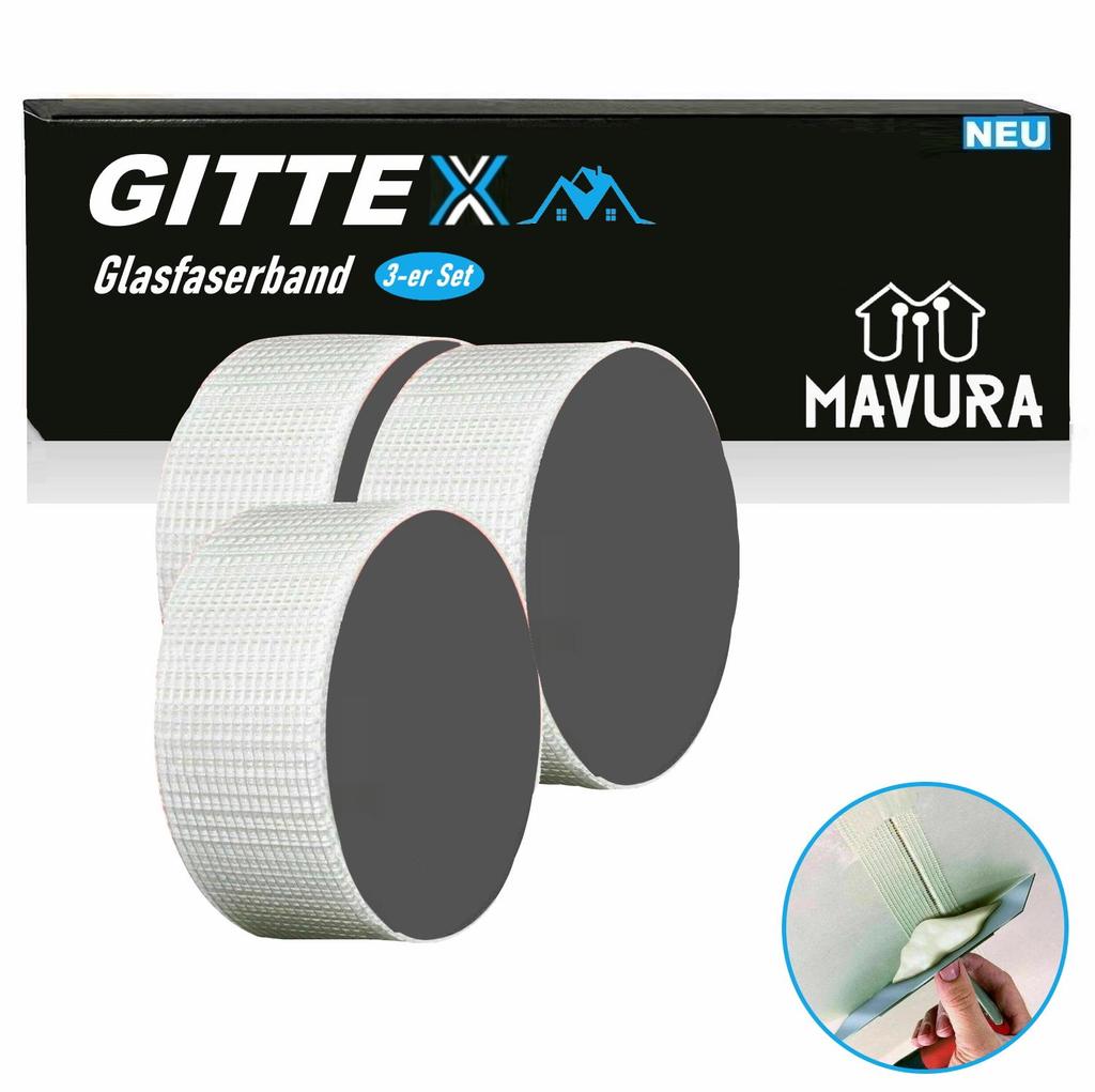 GITTEX 3x Klaaskiud teip Klaaskiudteip Vuugiteip Seina parandusteip