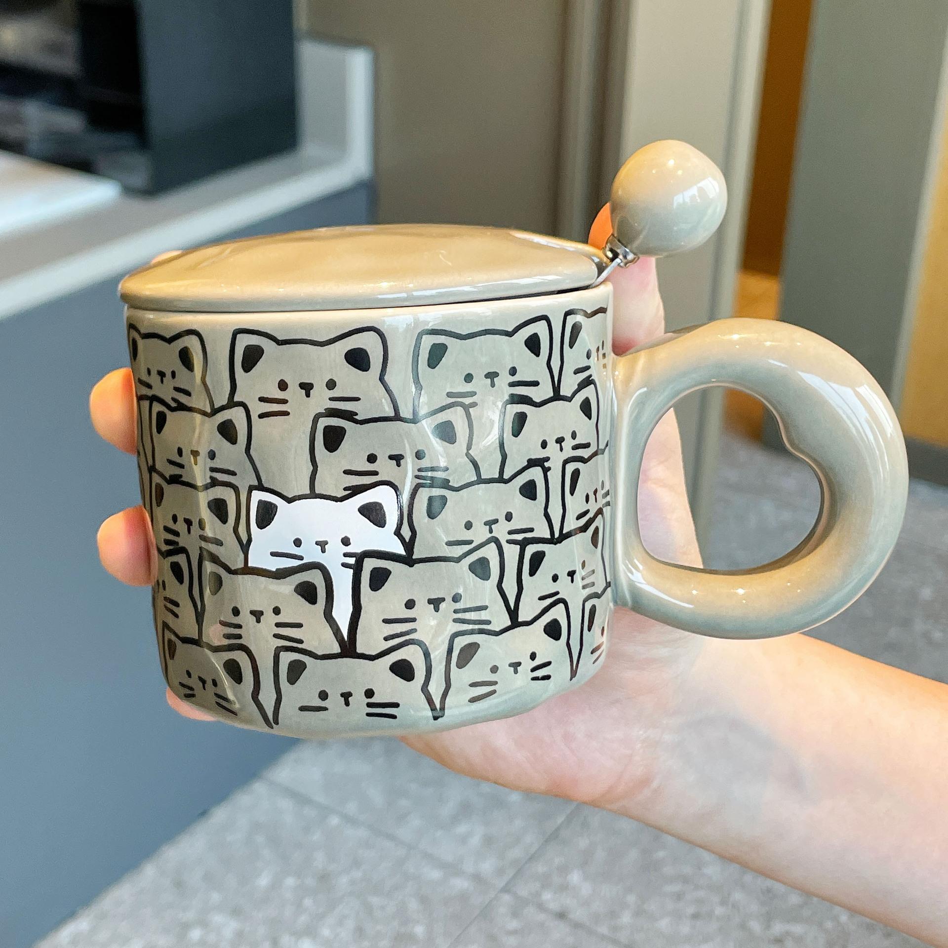 

Сувенирный подарок Подарочная коробка Креативная практичная чашка Новая милая кошка Керамическая кружка Пара Чашка для воды Дом 301-400ml