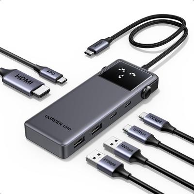 UGREEN Uno 6 w 1 Hub Hub Wyjście HDMI 10 Gb/s Szybki transfer danych 100 W Zasilanie PD Szybkie ładowanie Zgodny z MacBookiem iPadem Thinkpadem USB-C