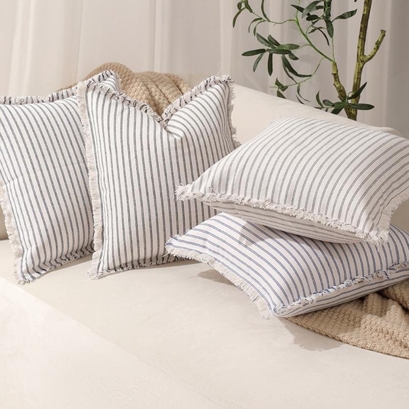 Decorative Pillowcase Cushion Cover Textured with Color Stitching for Couch or Living Room Sofa Bed Decoration