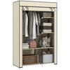 Fabric Wardrobe W/ Shelves Hanging Rail Foldable Wardrobe Cream