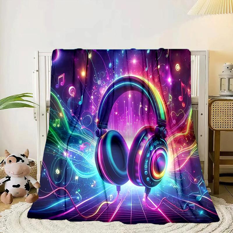 Music Waves Headphones Blanket Flannel Blanket Throw Blanket Sofa Cover Blanket Soft Premium Blanket Picnic Blanket Tv Blanket Gifts