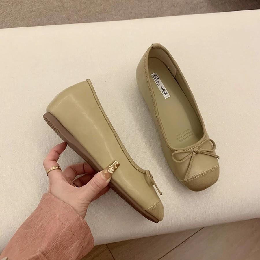 Korean version of Xiaoxiangfeng single shoes women's shoes 2025 spring and summer new fairy pink retro bow ballet shoes