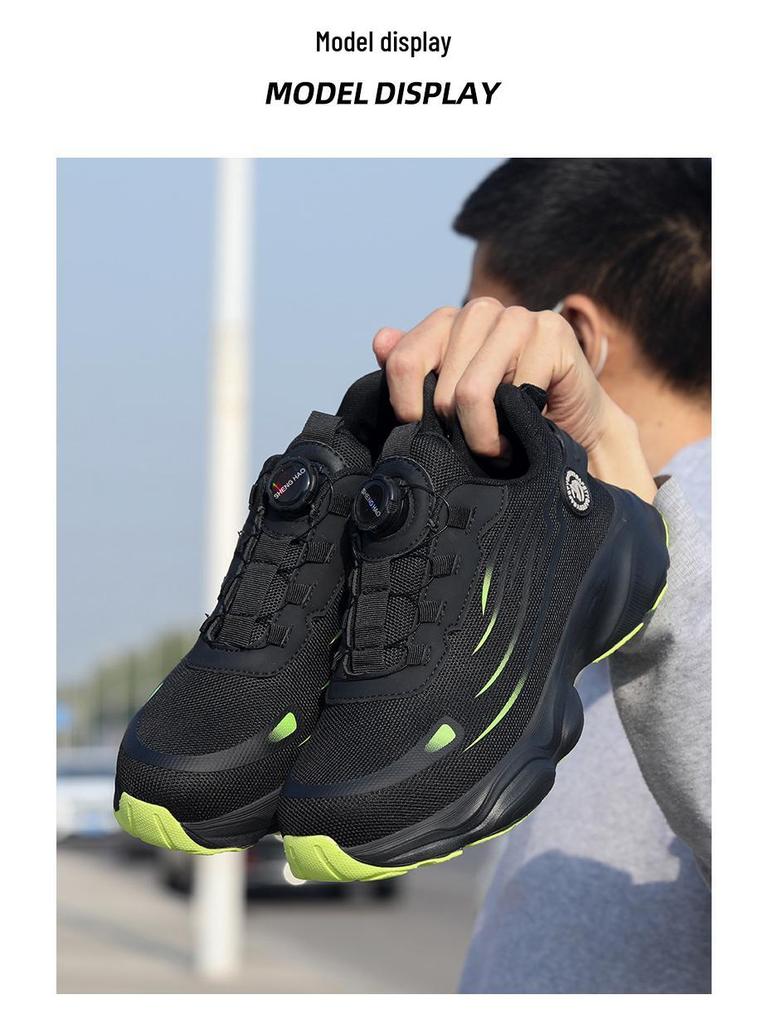 Steel Toe Breathable Fly-Knit Safety Shoes: Lightweight, Anti-Smash & Anti-Puncture with Convenient Rotary Fastening