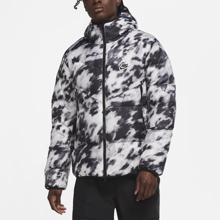 Men's Nike Down-fill Windrunner Shield Sports Stay Warm Hooded Jacket Down Jacket White CU4407-133