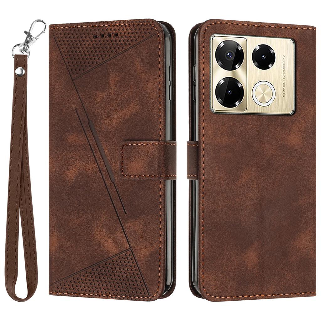 For Infinix Note 40 Pro 5G/4G Phone Shell Triangle Imprinted PU Leather Wallet Stand Phone Case with Strap