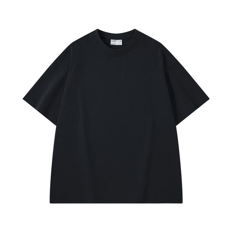 300 грамм 1058 унций свободная тяжелая хлопковая однотонная футболка с заниженной линией плеч с коротким рукавом для мужчин на лето S чёрный 1898₽
