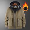 Hooded Cotton-padded Clothes Men's Casual Velvet Thickened Warm Multi-functional Jacket Autumn and Winter Windproof Three-in-one Jacket