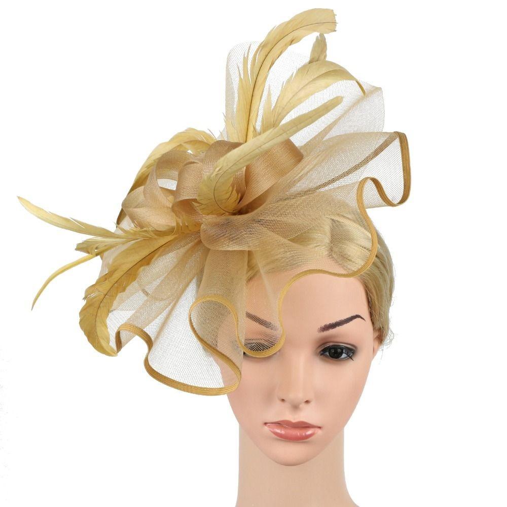 Formal Dress Fascinator Headdress British Retro Wedding Feather Hat Headband Birthday