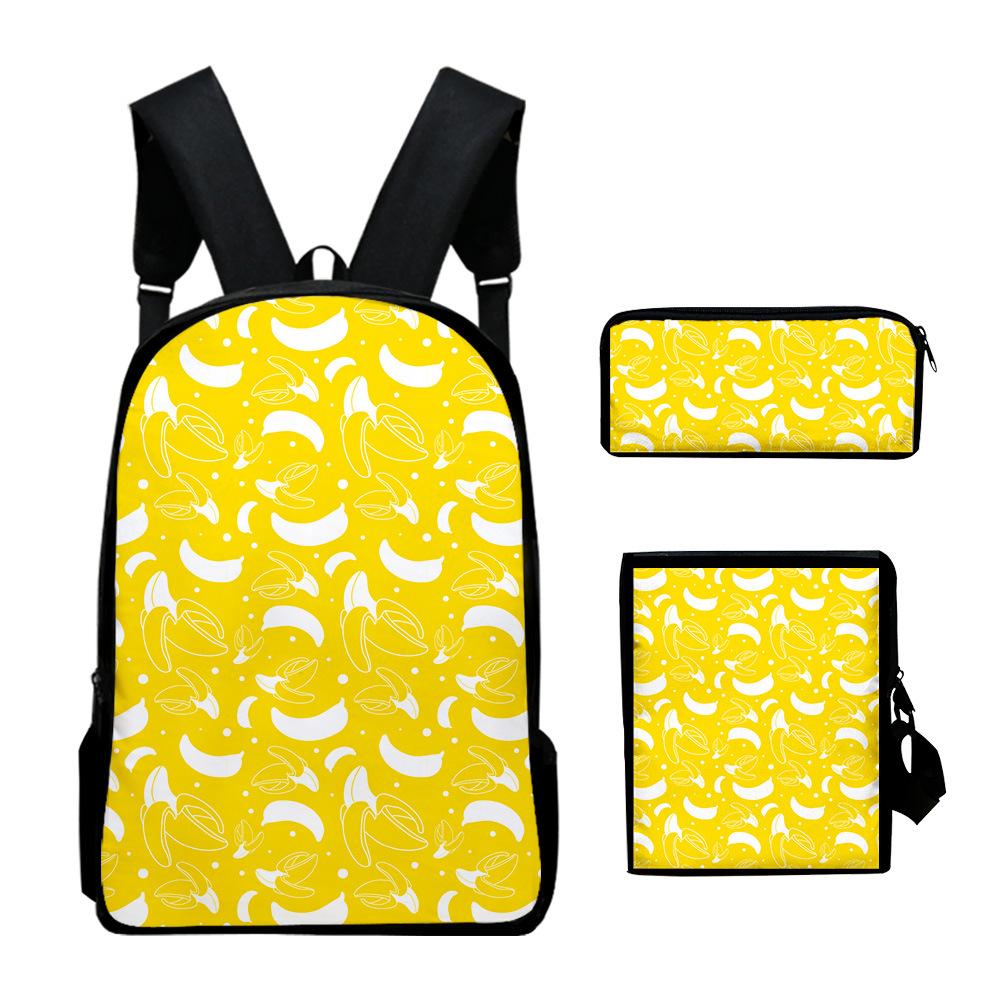 Classic Novelty Peculiar Fruit 3D Print 3pcs/Set Pupil School Bags Laptop Daypack Backpack Inclined Shoulder Bag Pencil Case