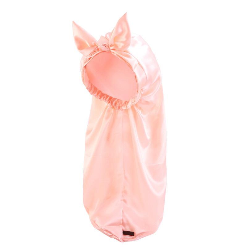 Bowknot Braid Bonnet, Unscented Satin Sleep Cap With Elastic Band And Long Tie For Women - Breathable Night Hair Bonnet