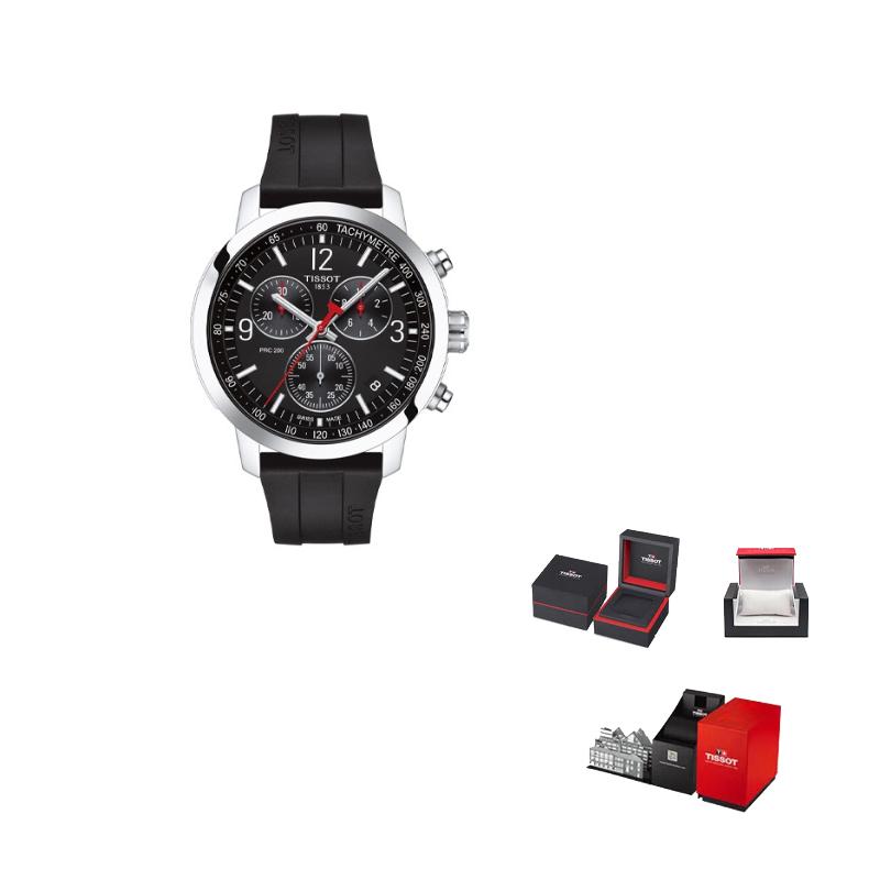 TISSOT PRC200 Quartz Movement Men s Watches Watch 42mm Black Dial Stainless Steel Case Rubber Strap T114.417.17.057.00 Black Dial