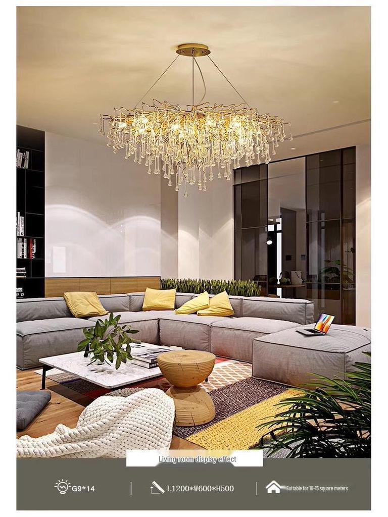 Elegant French Luxury Crystal Chandelier with Water Drop Design for Dining Rooms and Villas