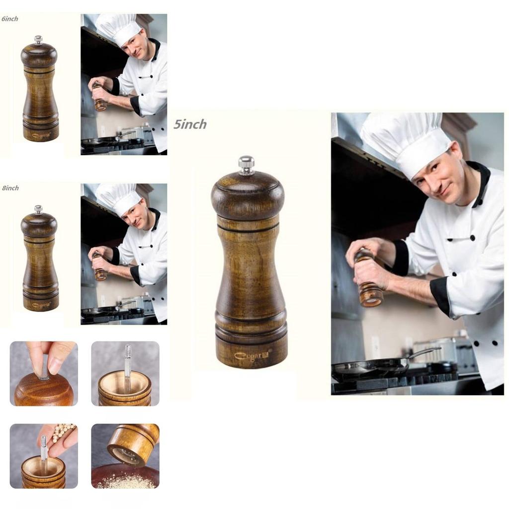 Holz Salz- und Pfeffermühlen-Set mit Antik-Finish für kulinarische Zubereitung und Küchendekor