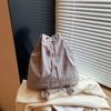 Schoolbag Korean ins Simple Couple Bag Large Capacity Bucket School Bag Nylon Backpack Drawstring Strap One Shoulder Crossbody Bag