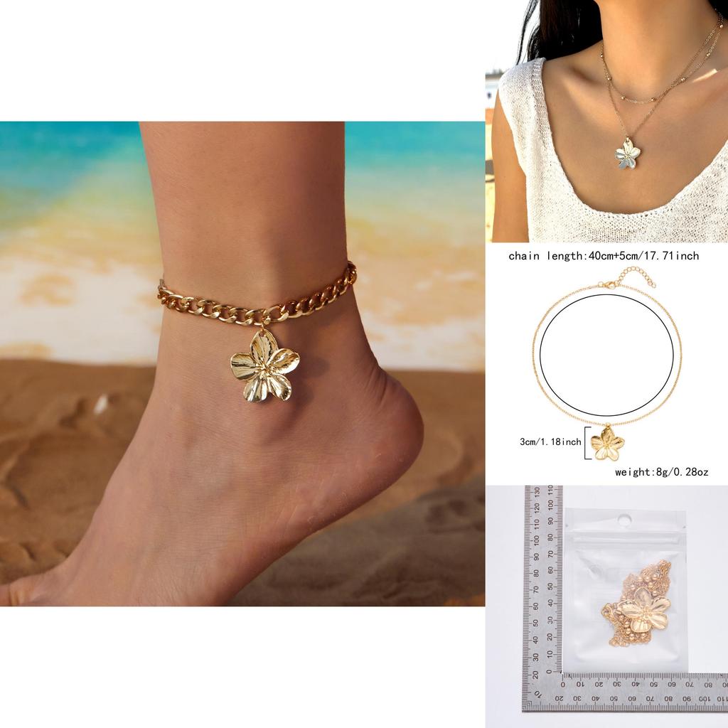 Floral Metal Pendant Necklace With Alloy Charm For Women Fashion Jewelry Set