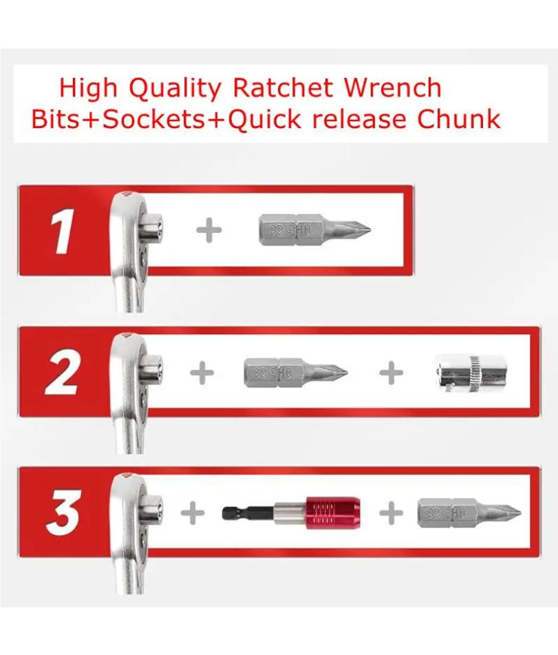 102 Pieces Multifunctional CR-V Drive S2 Steel Bits Socket Set - Precision Screwdriver Kit with Ratchet Wrench W/ Red Case