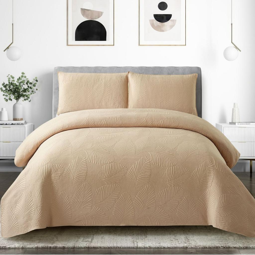 CHAUSUB Queen Size Quilt Set 220x240cm Ultrasonic Quilted Bedspread & Coverlet Summer Lightweight Comforter Blanket for Bed