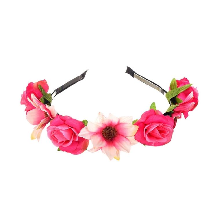 Stylish Fabric Flower Hairhoop with Leaves Birthday Party Gathering Headband Garland Hairband for Various Event