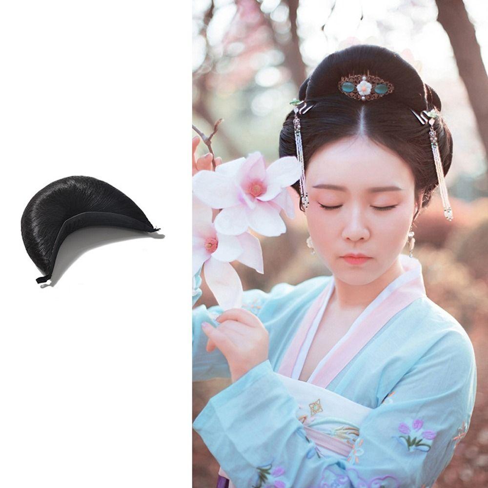 Headdress Retro Hair Pad Croissant Chignon Fairy Wig Bag Hanfu Cosplay Hair Bun Horns Hairpins