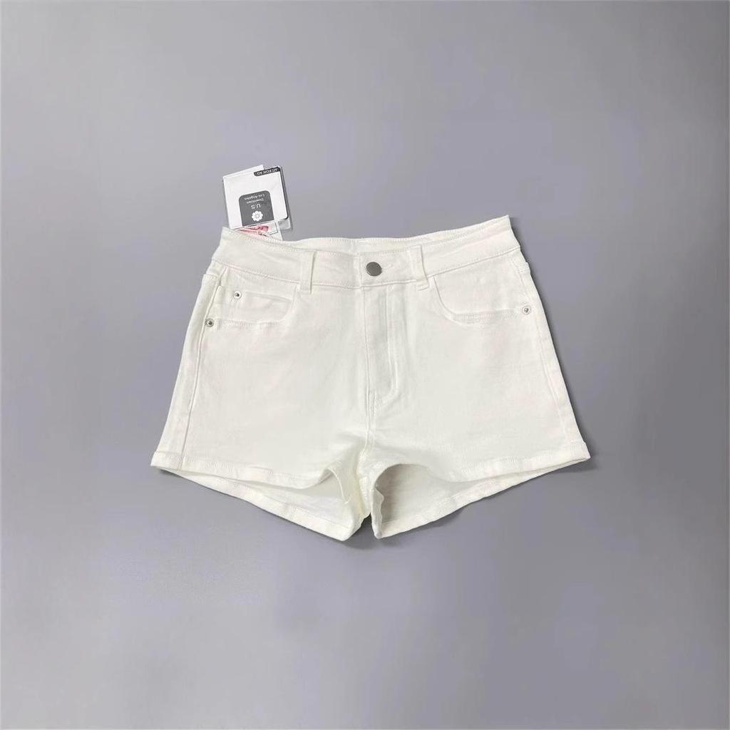 2025 Dámské elastické džínové šortky v korejském stylu - Zvedající boky, Petite, Všestranné, Letní horké kalhotky.