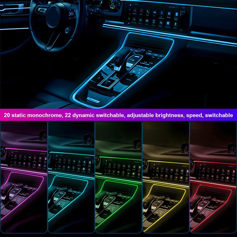 1/2/3/4/5M Car LED Ambient Lights Strip RGB Neon Optical Fiber Multiple Mode Interior Atmosphere Lighting DIY USB EL Wiring Lamp