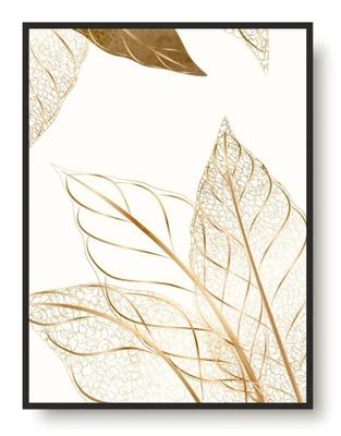 Paintings Posters with Gold In a Black Frame for the Wall for the Living Room Leaves 50x70