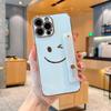 Electroplated side smiley face with bracket, suitable for Apple 16/17promax mobile phone case iPhone14/15 anti-drop cover