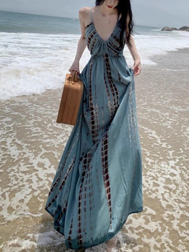 Women's Bohemian French-Style Summer Travel Dress - Elegant Beach & Vacation Wear