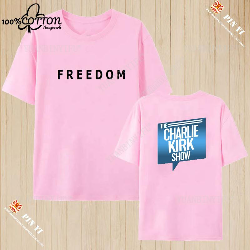 

Harajuku Stree Twear FREEDOM Charlie Kirk Printed T-shirt Loose 100%Cotton Leisure Unisex Shirt Loose Breathable S-6XL 3XL