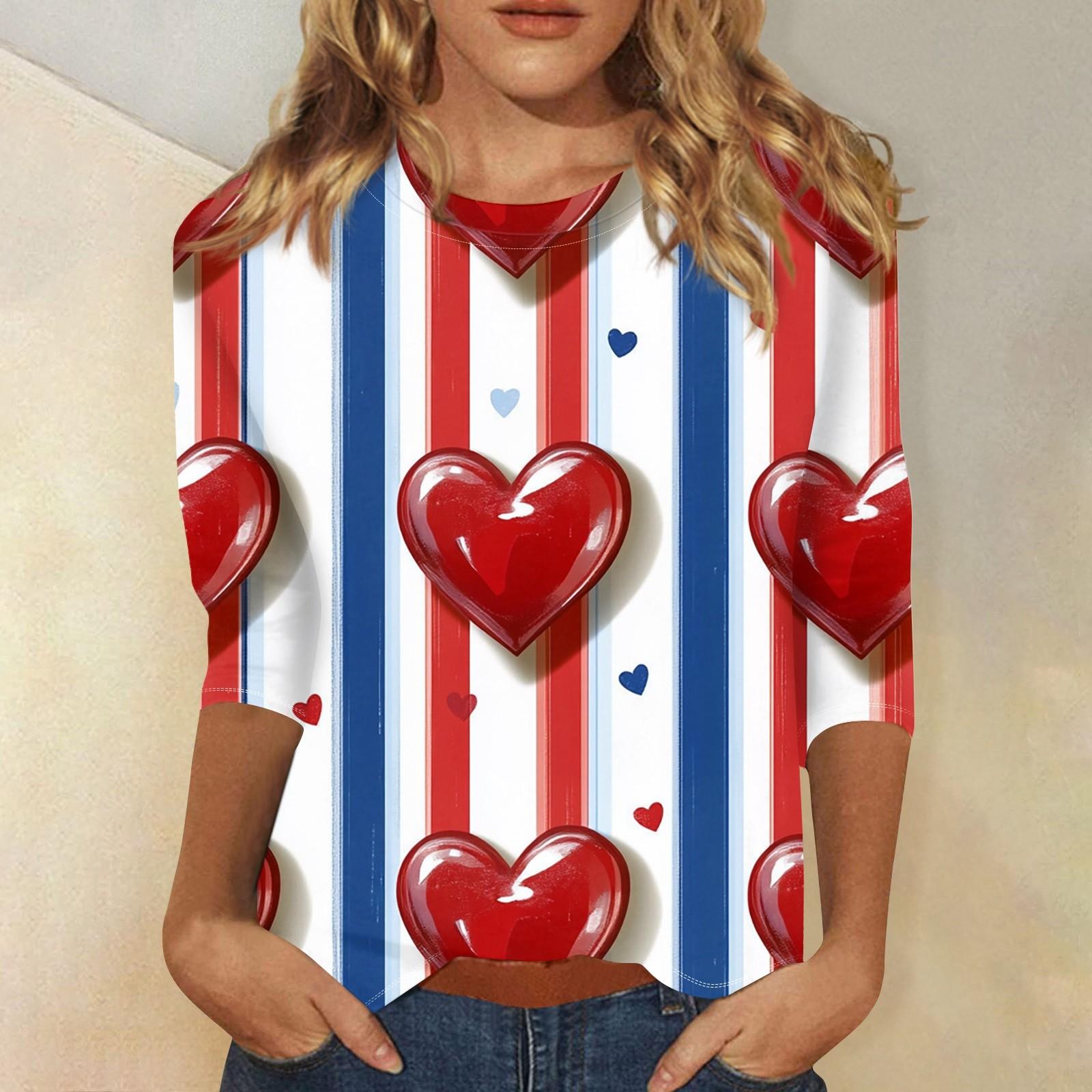 

Женская мода повседневная кофта с рукавом три четверти и принтом ко Дню святого Валентина с круглым вырезом на пуговицах L арбуз красный