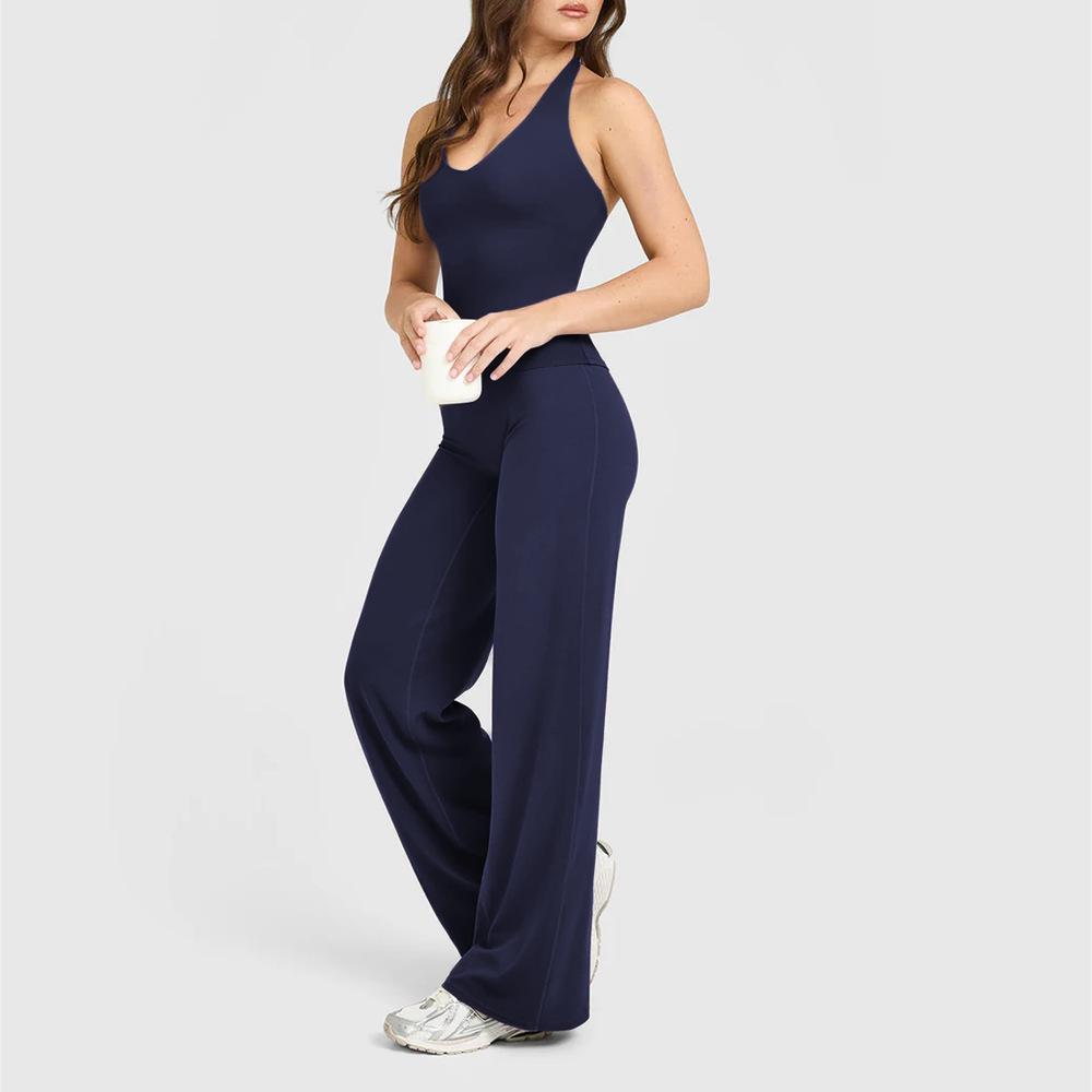 1116 New V-neck sports neck vest straight trousers set fitness yoga pilates two-piece set