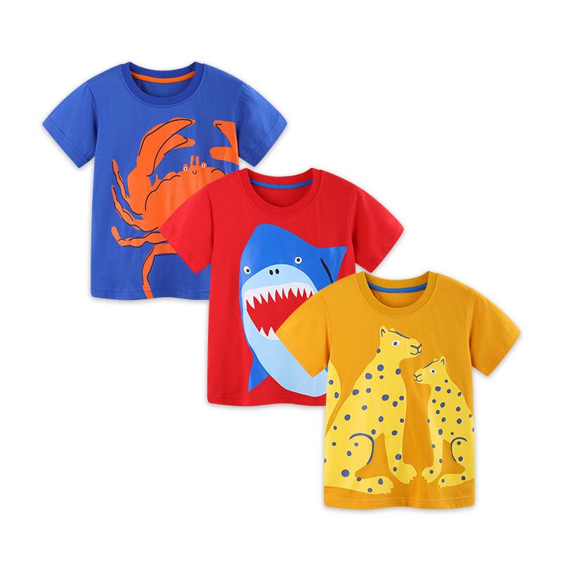 European & American Style Boys Summer Print T-shirt - Cotton Knit Sportswear for Toddlers & Kids 125cm