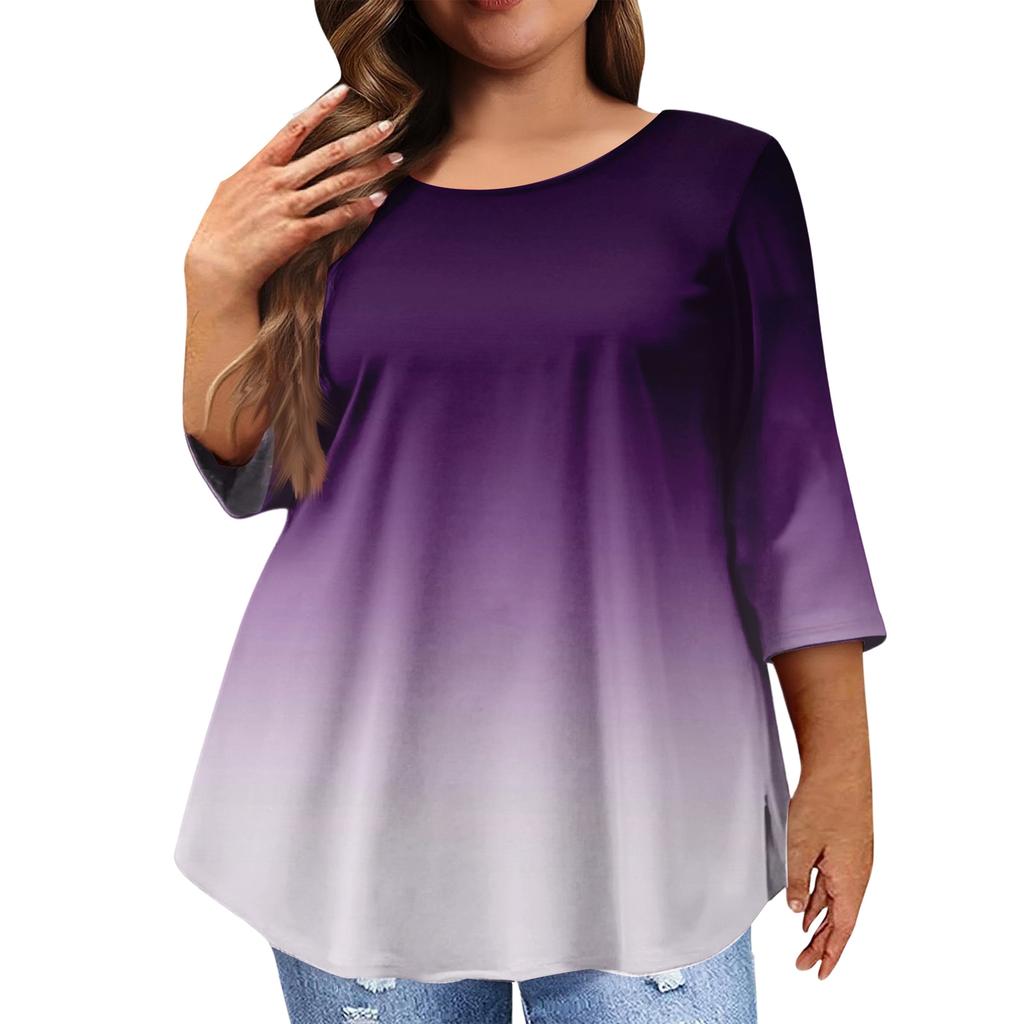 Women's Fashion Casual Round  Neck 3/4 Sleeve Oversized Top