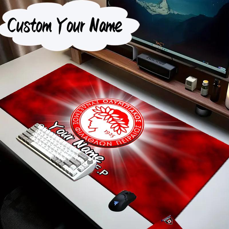 Custom Name Mouse Pad Olympiacos Fc Team Crest Mouse Pad Desk Mat, Non-Slip Rubber Backer Pad For Computer Notebook Gaming Mouse Pad Birthday Gift