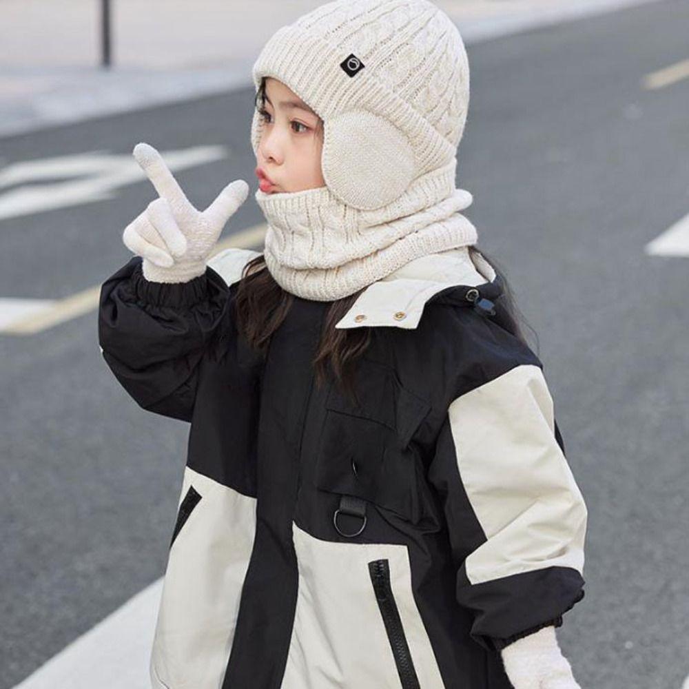 3Pcs/Set Solid Color Winter Pullover Hat Coldproof Ear Protection Caps  Streetwear