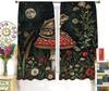 Vintage-Verdunkelungsvorhänge mit Pilz-, Frosch- und Blumenmuster im rustikalen 70er-Jahre-Aquarellstil, Frühlingsgarten-Vollmond-Print, perforiert für Wohnzimmer