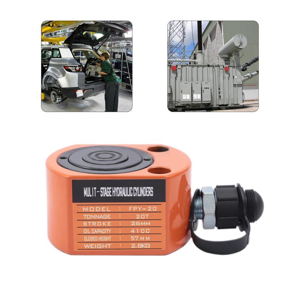 20T Hydraulic Cylinder Jack Mini Hydraulic Ram Multi-Acting Low Profile Lifting Cylinders for Machinery Shipbuilding